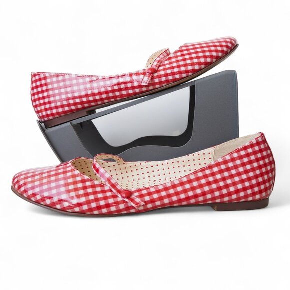 But Another Innocent Tale BAIT Gingham Mary Jane Flats Women's 10 Red / White - Picture 1 of 11